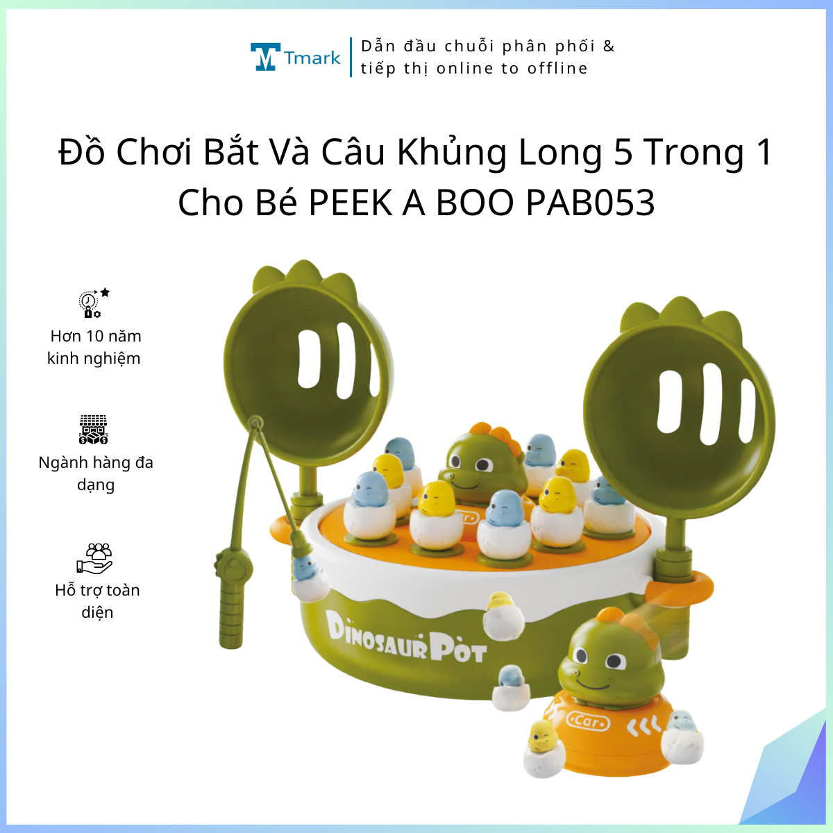 Do-Choi-Bat-Va-Cau-Khung-Long-5-Trong-1-Cho-Be-PEEK-A-BOO-PAB053-Kien-20-hop- Đồ Chơi Bắt Và Câu Khủng Long 5 Trong 1 Cho Bé PEEK A BOO PAB053 ( Kiện 20 hộp) - Ảnh 1