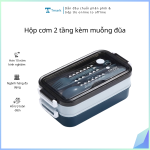 Hộp cơm 2 tầng kèm muỗng đũa ( kiện 24 cái) ( hàng nguyên kiện)