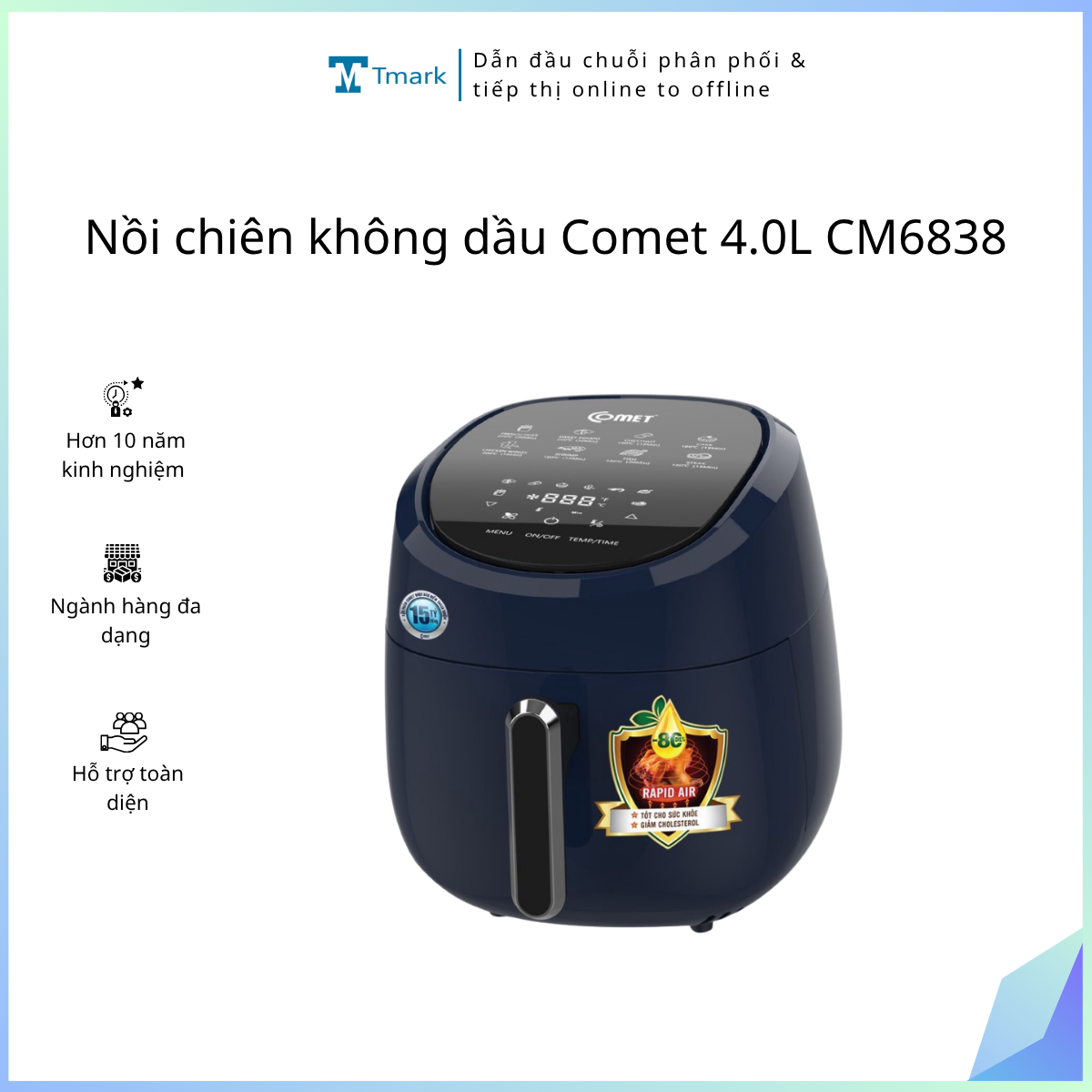 Noi-chien-khong-dau-Comet-4-0L-CM6838-Kien-1-cai- Nồi chiên không dầu Comet 4.0L CM6838(Kiện 1 cái) - Ảnh 1