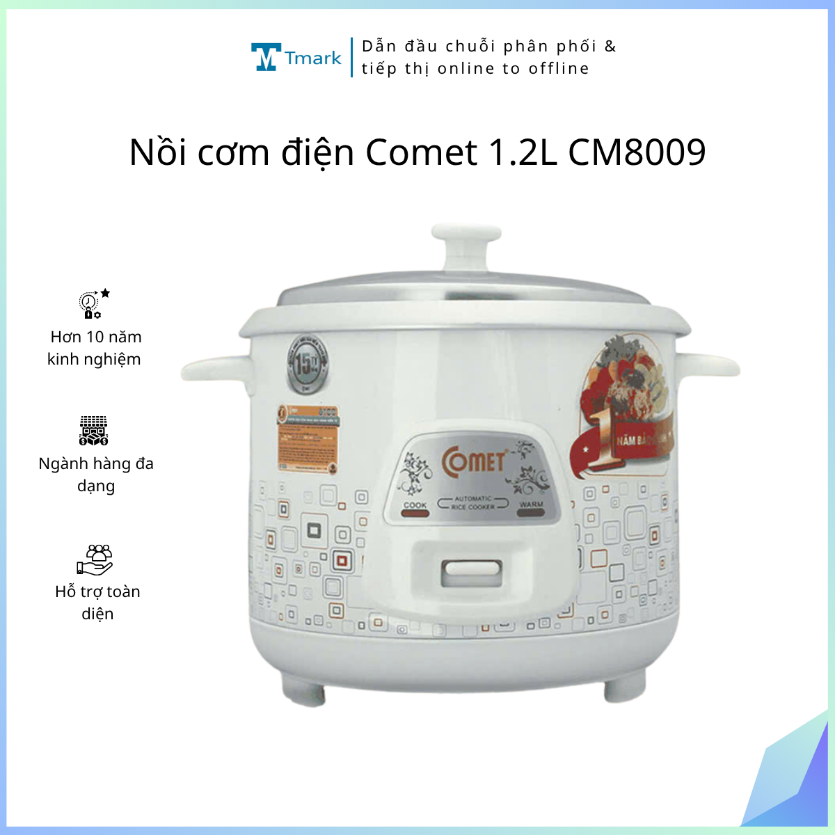 Noi-com-dien-Comet-1-2L-CM8009-Kien-4-cai- Nồi cơm điện Comet 1.2L CM8009 (Kiện 4 cái) - Ảnh 1