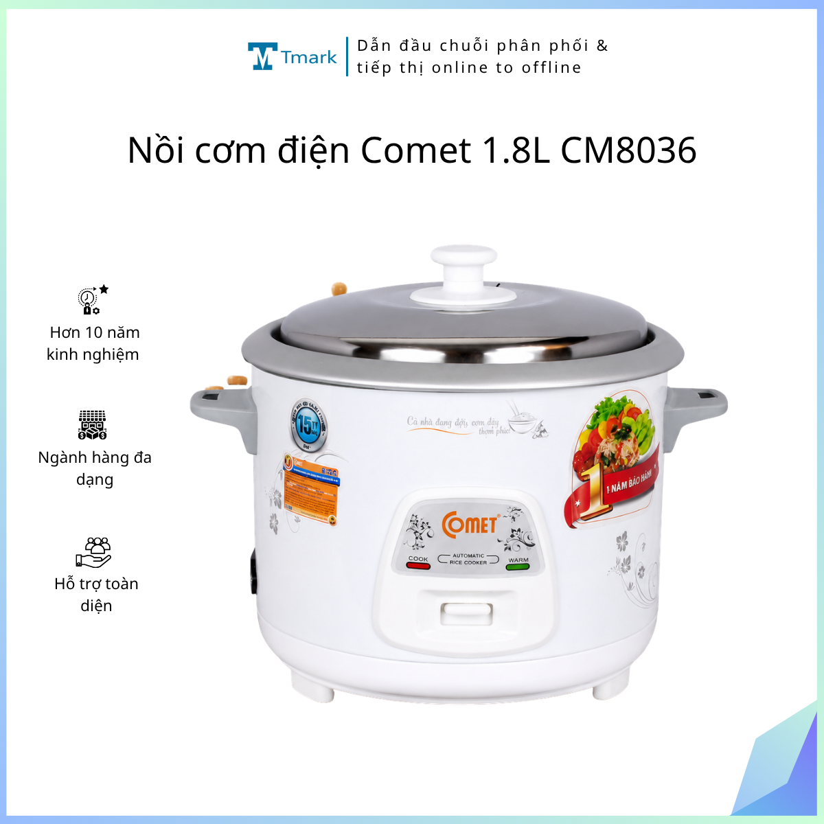 Noi-com-dien-Comet-1-8L-CM8036-Kien-4-cai- Nồi cơm điện Comet 1.8L CM8036 (Kiện 4 cái) - Ảnh 1