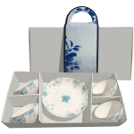 Set 4 chén và 1 dĩa thanh hoa cát tường (Kiện 12 bộ)