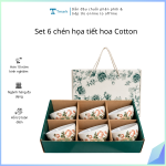 Set 6 chén họa tiết hoa Cotton (Kiện 14x3 bộ)(Hàng nguyên kiện)