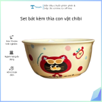 Set bát kèm thìa con vật chibi (Kiện 60 set)