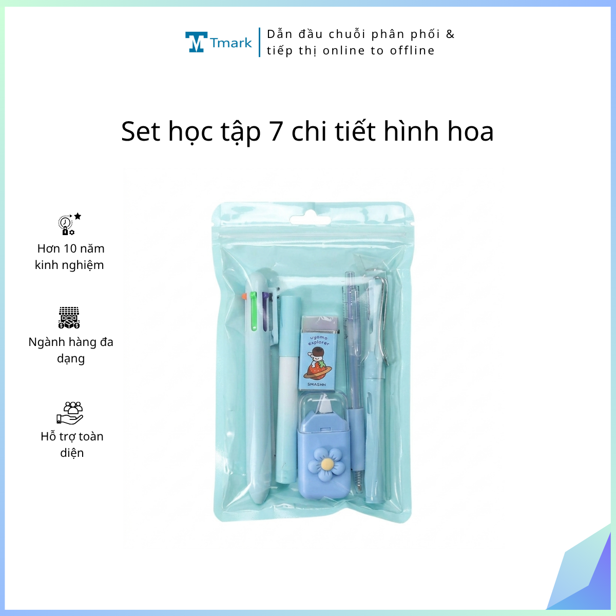 Set-hoc-tap-7-chi-tiet-hinh-hoa-Kien-200-set- Set học tập 7 chi tiết hình hoa (Kiện 200 set) - Ảnh 1