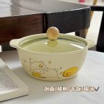 Thố sứ hoạt tiết cừu vàng kèm nắp (Kiện 30 cái)