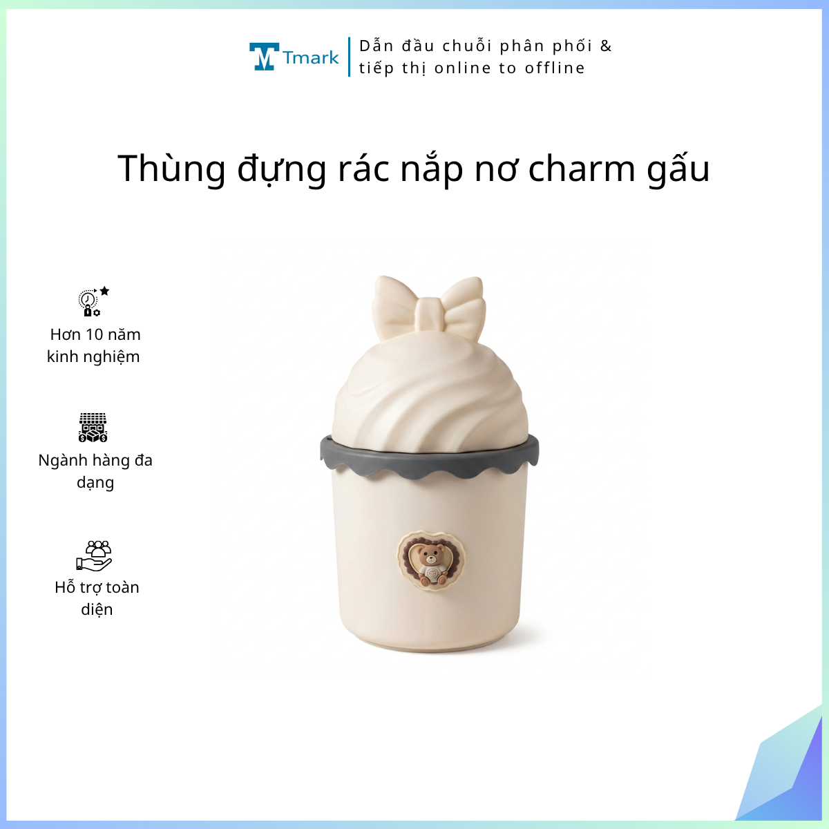 Thung-dung-rac-nap-no-charm-gau-Kien-48-cai-1 Thùng đựng rác nắp nơ charm gấu ( Kiện 48 cái ) - Ảnh 1