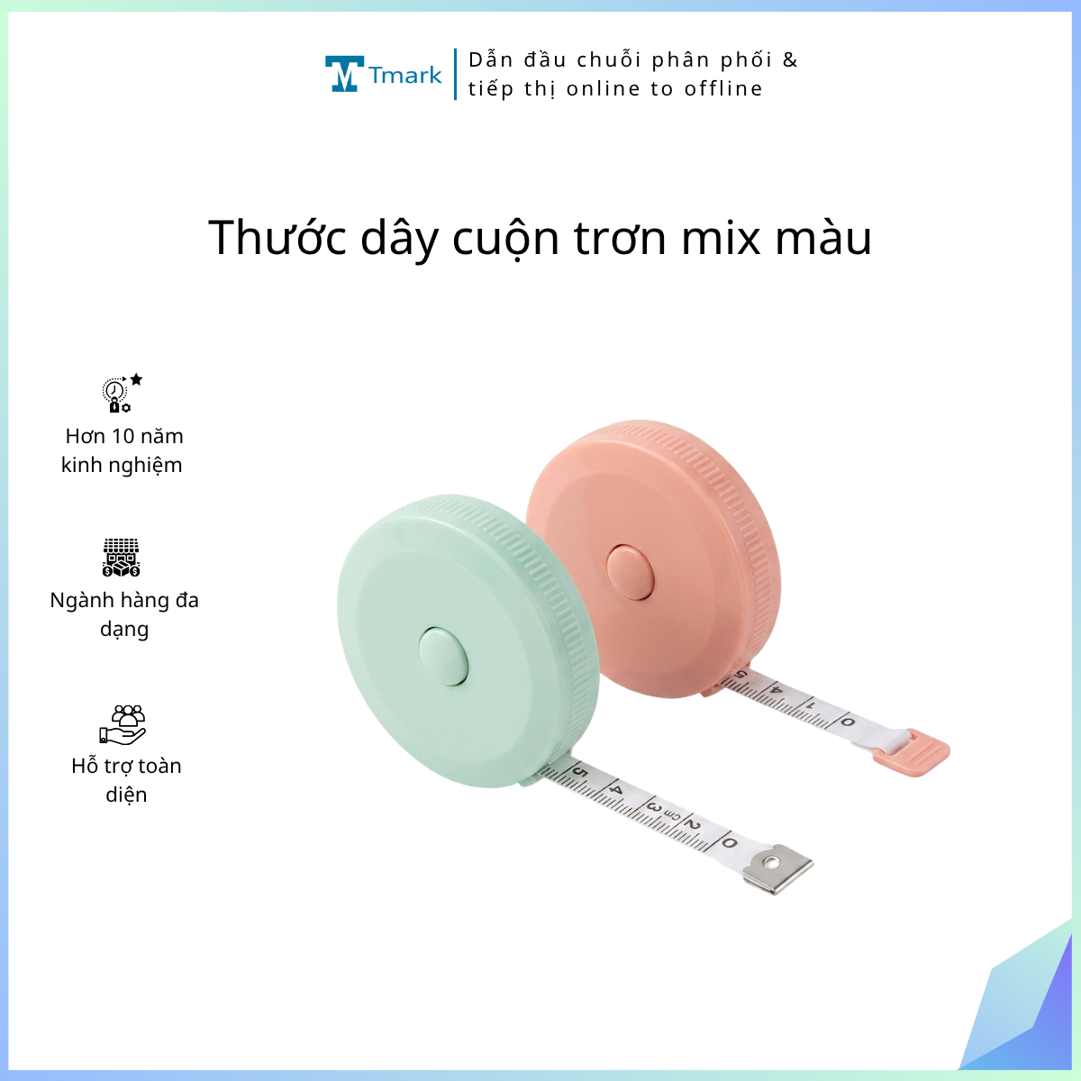 Thuoc-day-cuon-tron-mix-mau-Kien-200-cai- Thước dây cuộn trơn mix màu (Kiện 200 cái) - Ảnh 1