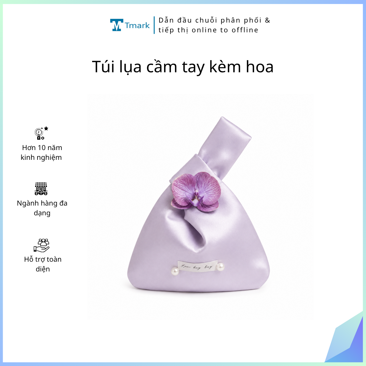 Tui-lua-cam-tay-kem-hoa-Kien-100-cai- Túi lụa cầm tay kèm hoa (Kiện 100 cái) - Ảnh 1