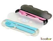 [Hàng Nhật] Bộ đũa, thìa, dĩa cho bé kèm hộp đựng Tmark (Kiện 10 cái)