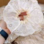 Cột tóc scrunchies 2 lớp phối ren (Kiện 50 cái)