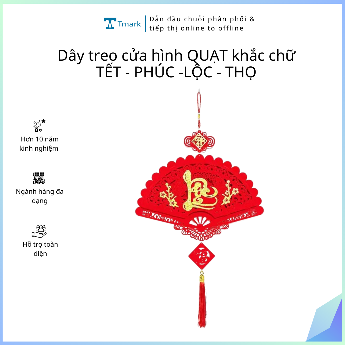 20260129_alTVxMMPXt Dây treo cửa hình QUẠT khắc chữ TẾT - PHÚC -LỘC - THỌ Tmark (Kiện 300 cái) - Ảnh 1