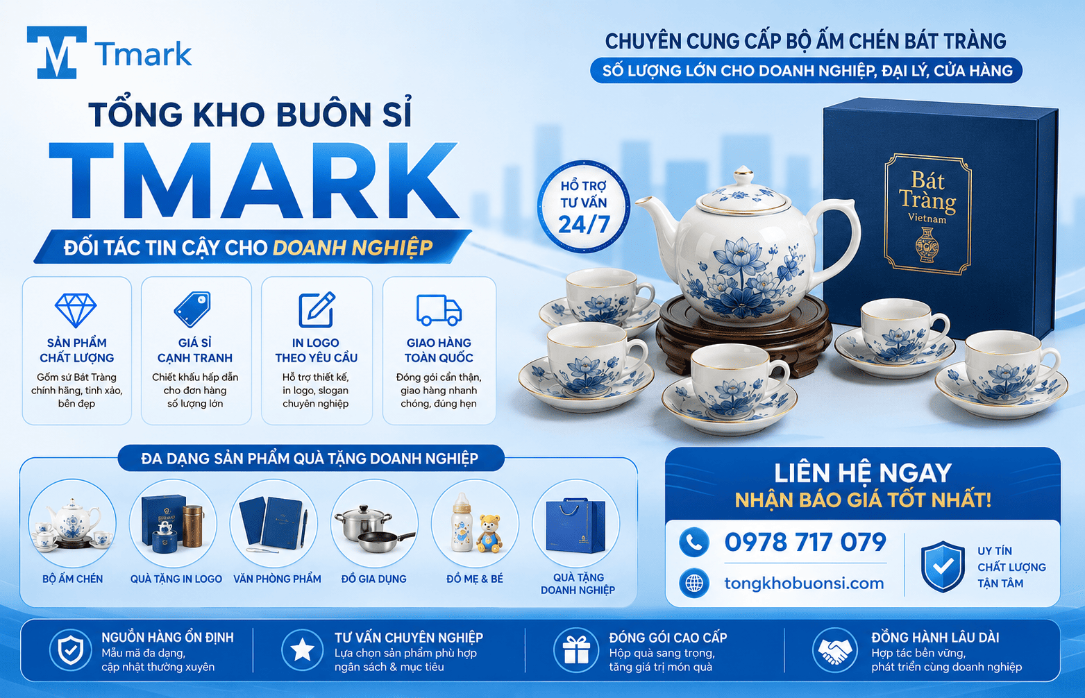 bộ ấm chén Bát Tràng