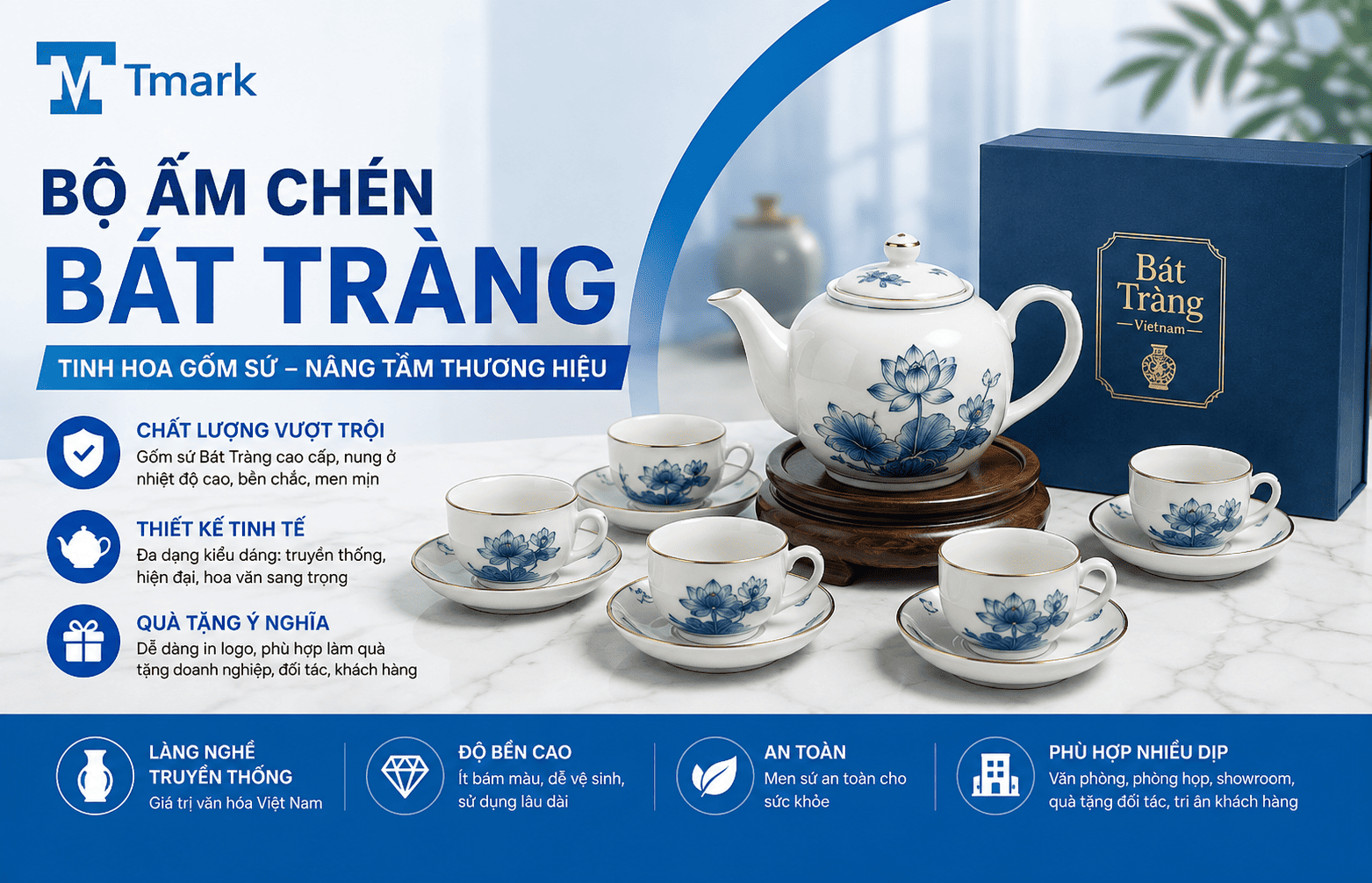 bộ ấm chén Bát Tràng