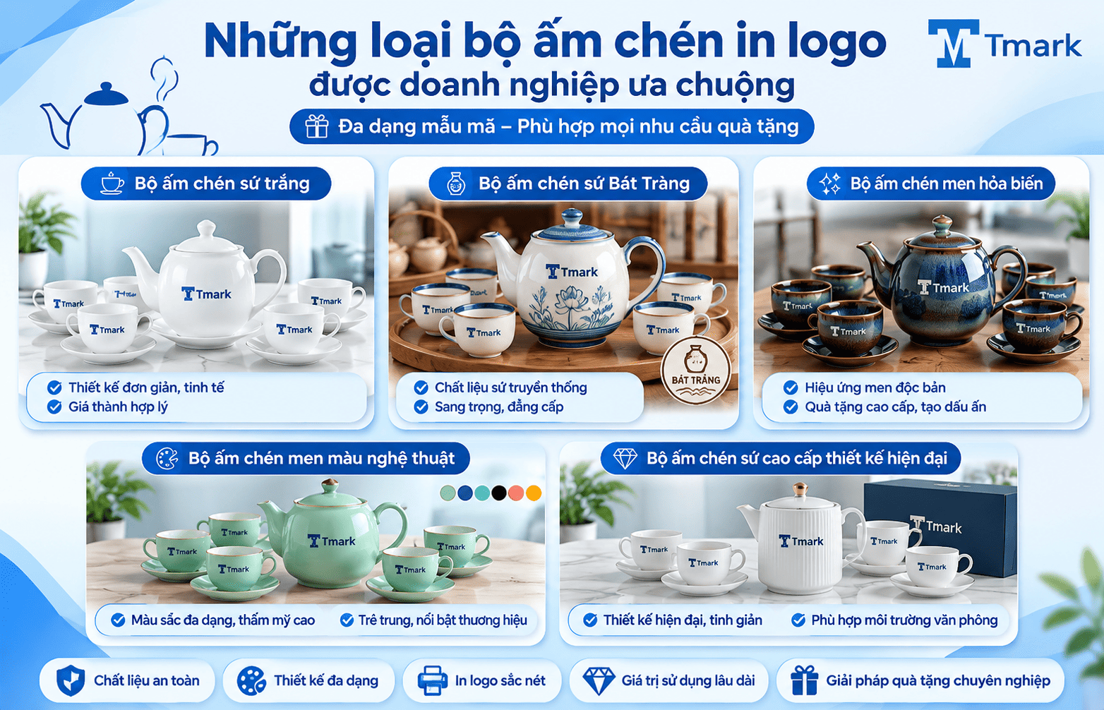 bộ ấm chén in logo