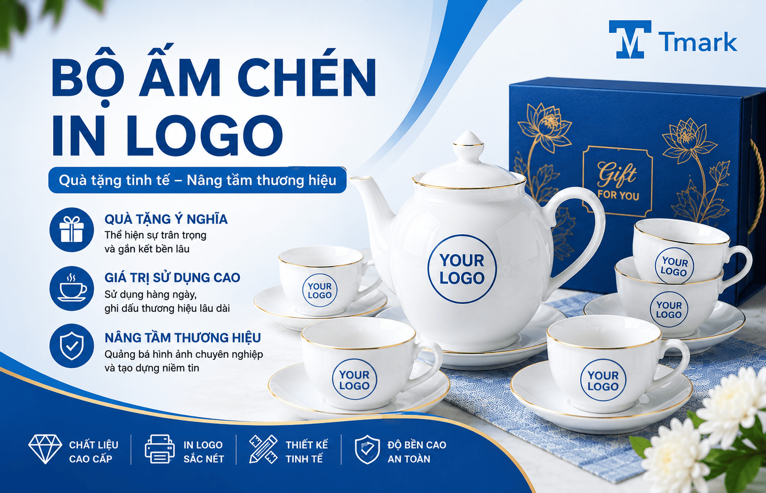 bộ ấm chén in logo