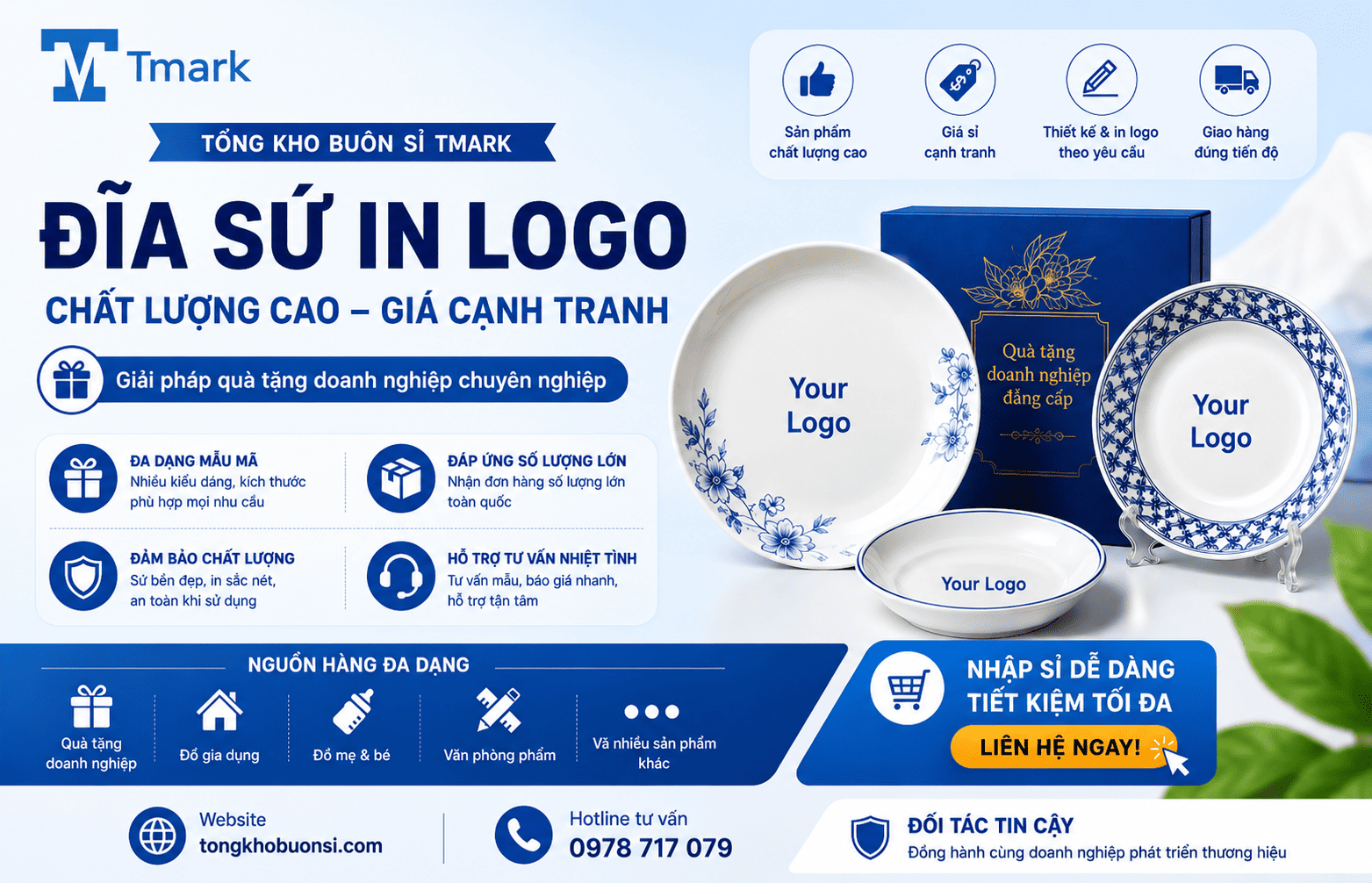 đĩa sứ in logo