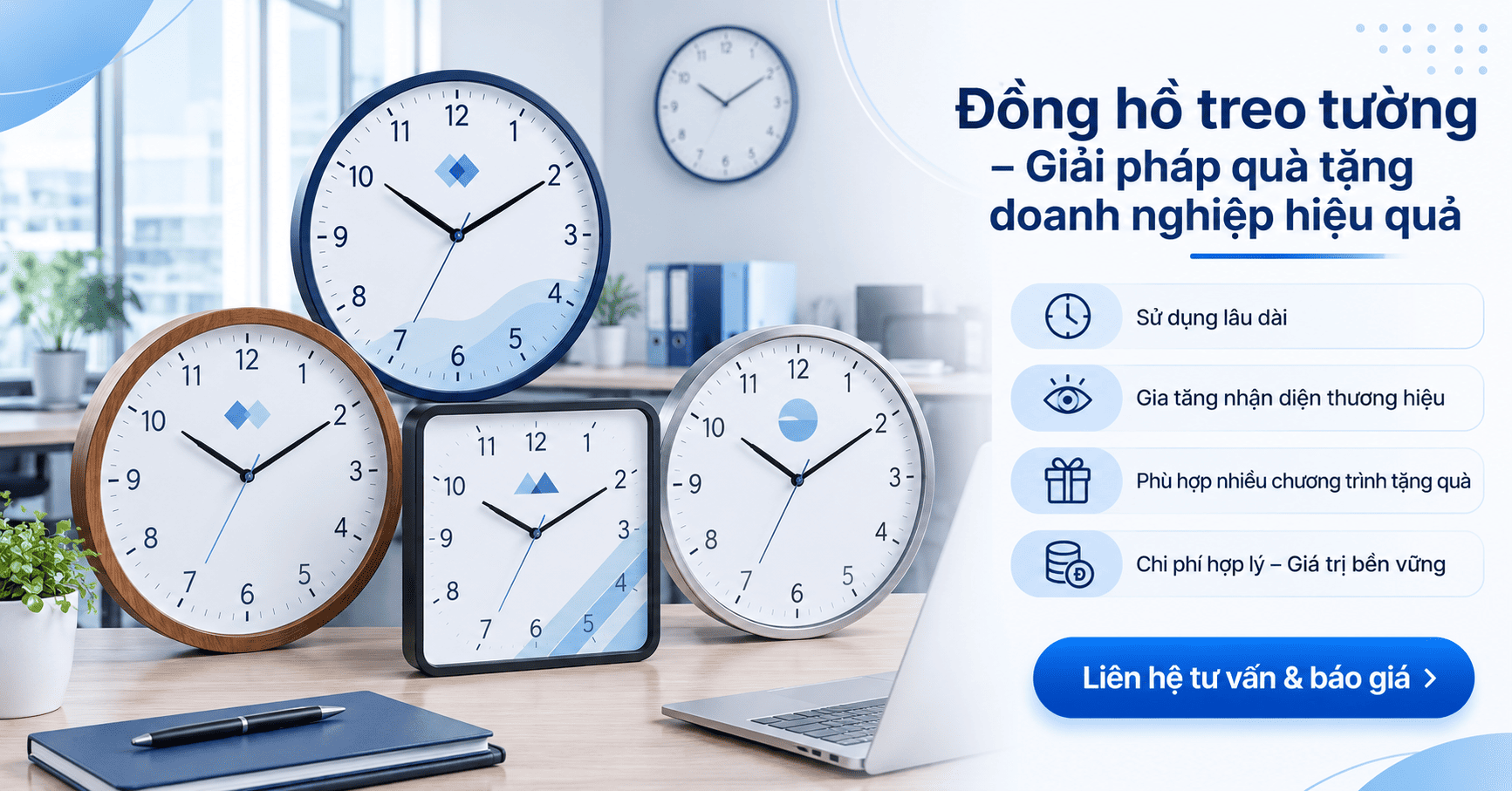 Đồng hồ treo tường in logo