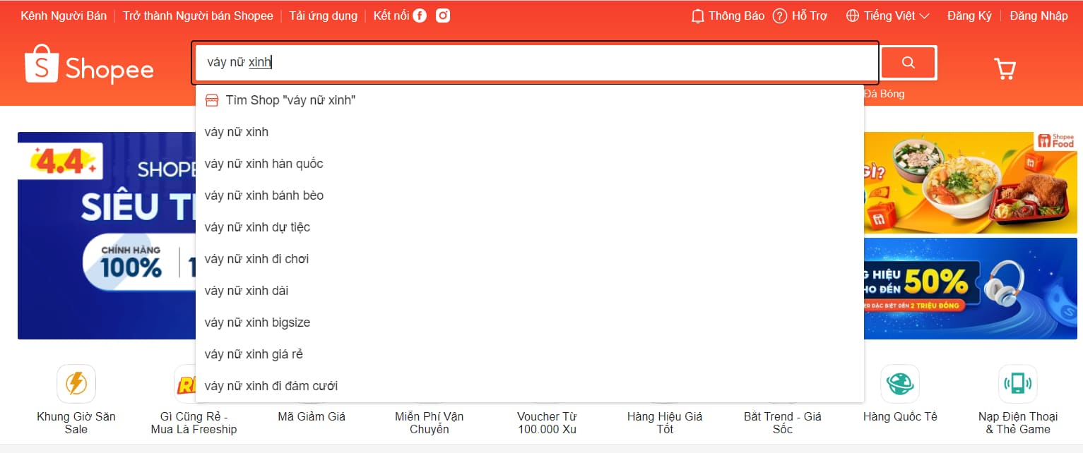 giao diện shopee