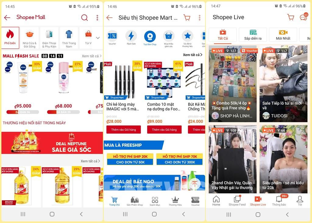 giao diện shopee