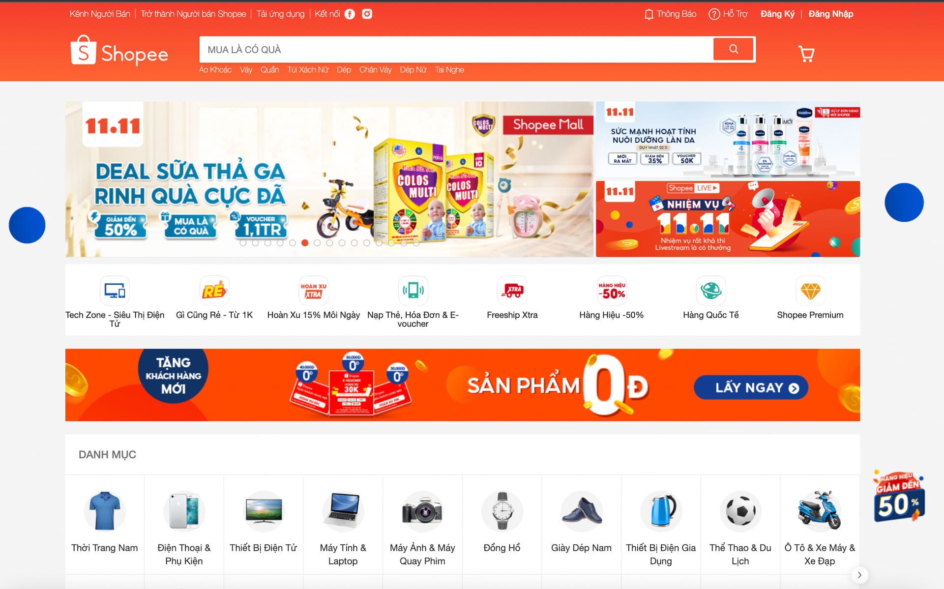 giao diện shopee