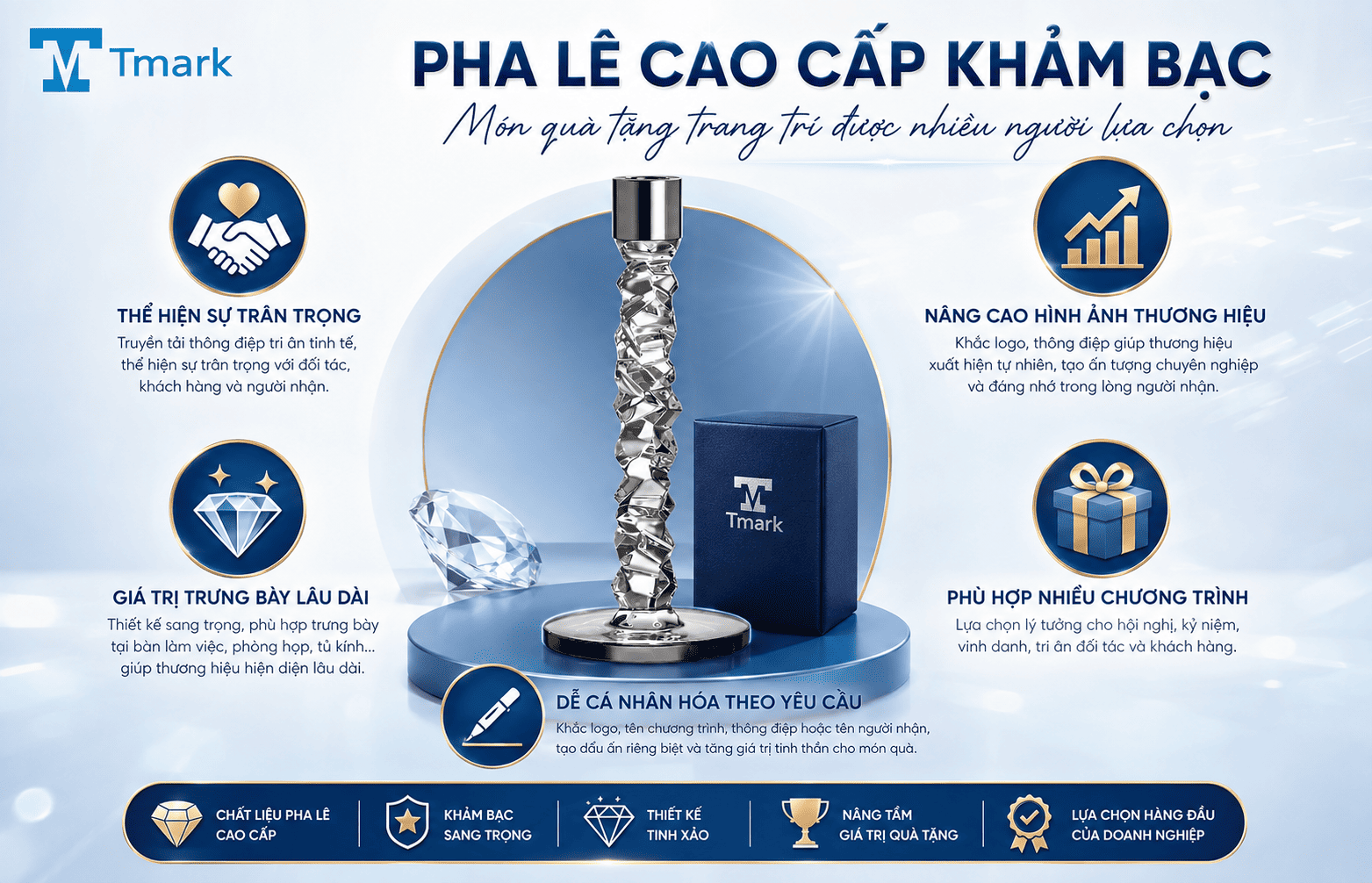 pha lê cao cấp khảm bạc