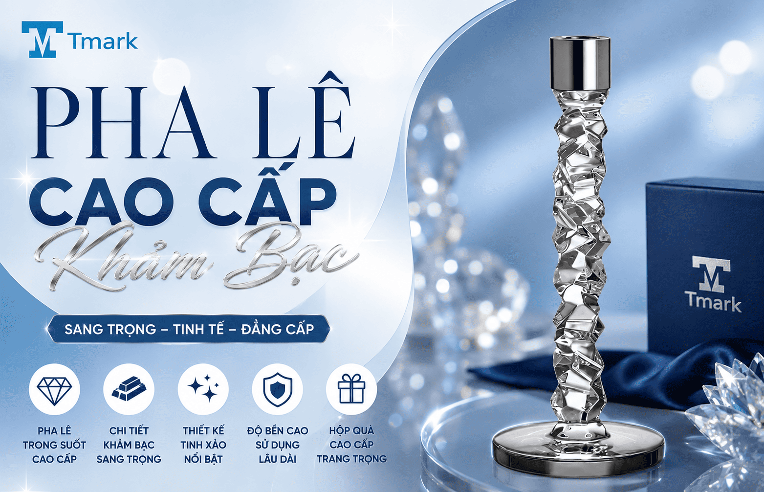 pha lê cao cấp khảm bạc
