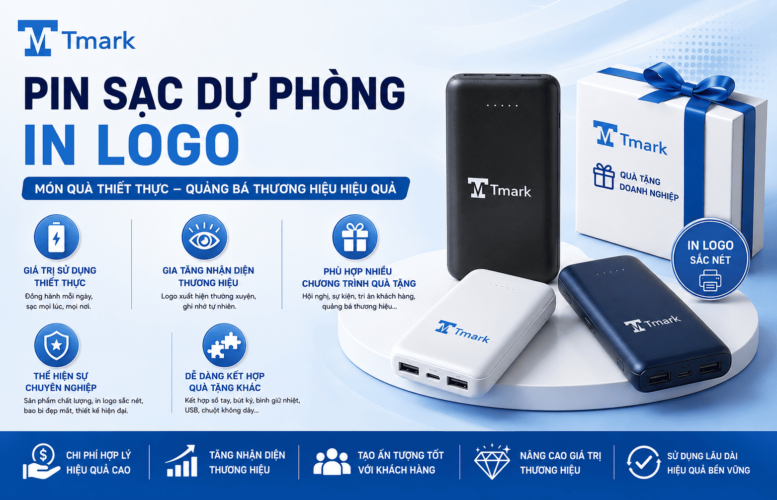 pin sạc dự phòng in logo