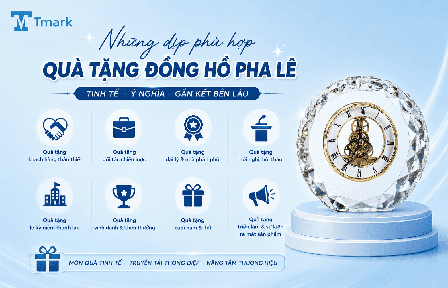 quà tặng đồng hồ pha lê
