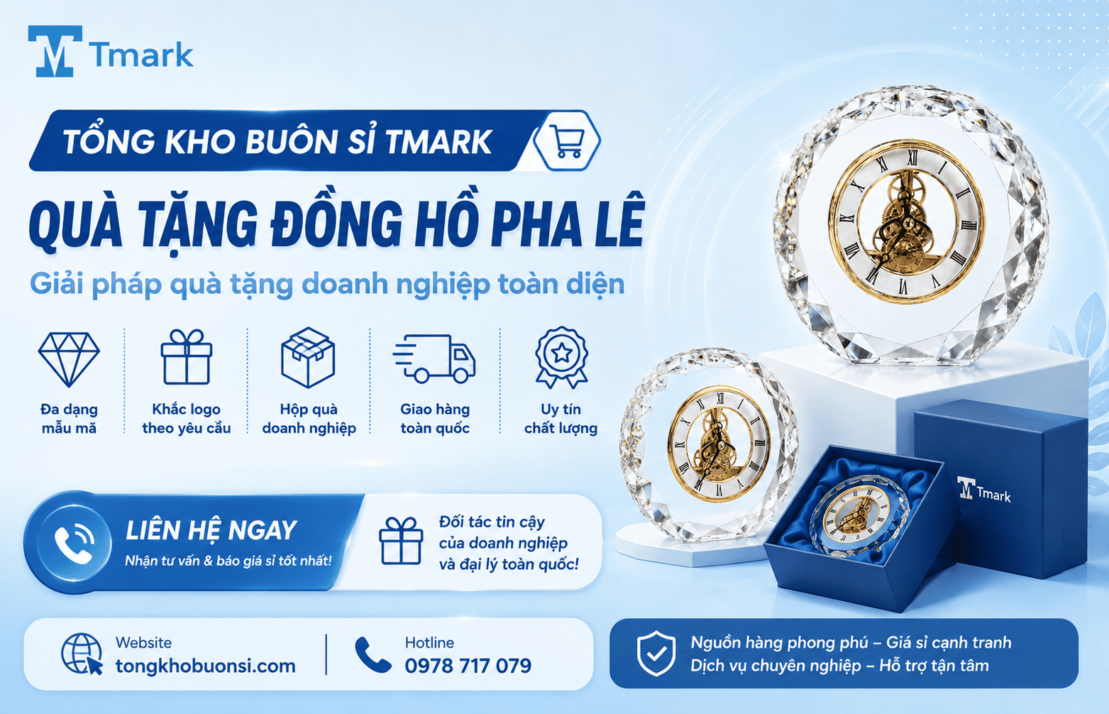 quà tặng đồng hồ pha lê