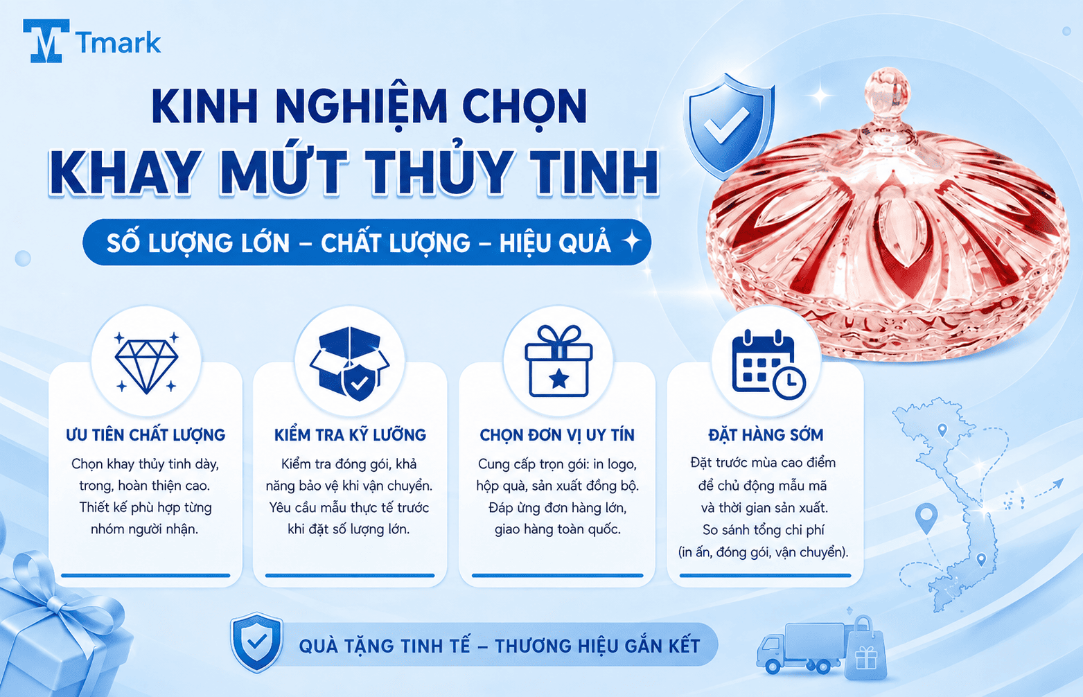 quà tặng khay mứt thủy tinh