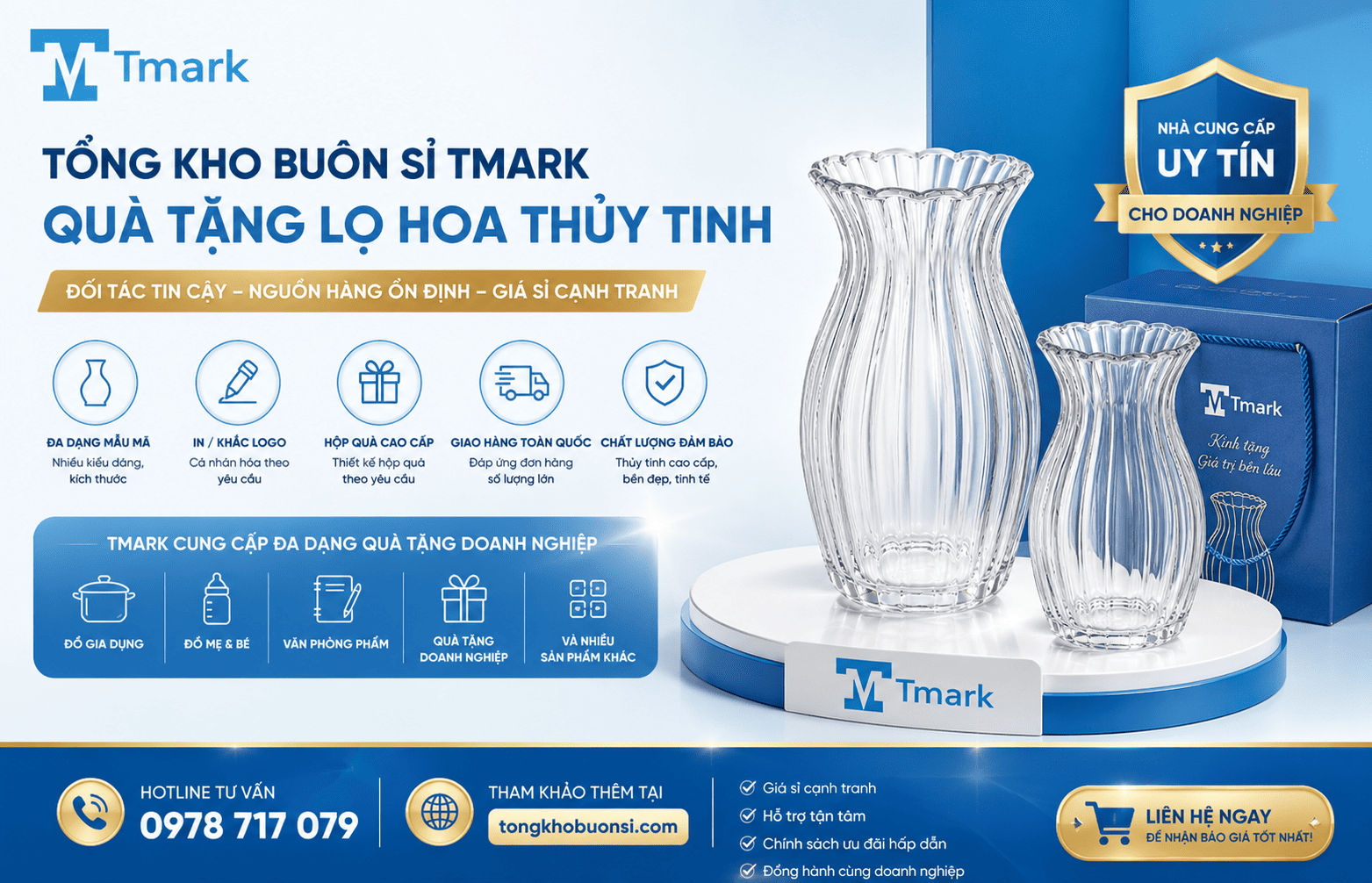 quà tặng lọ hoa thủy tinh