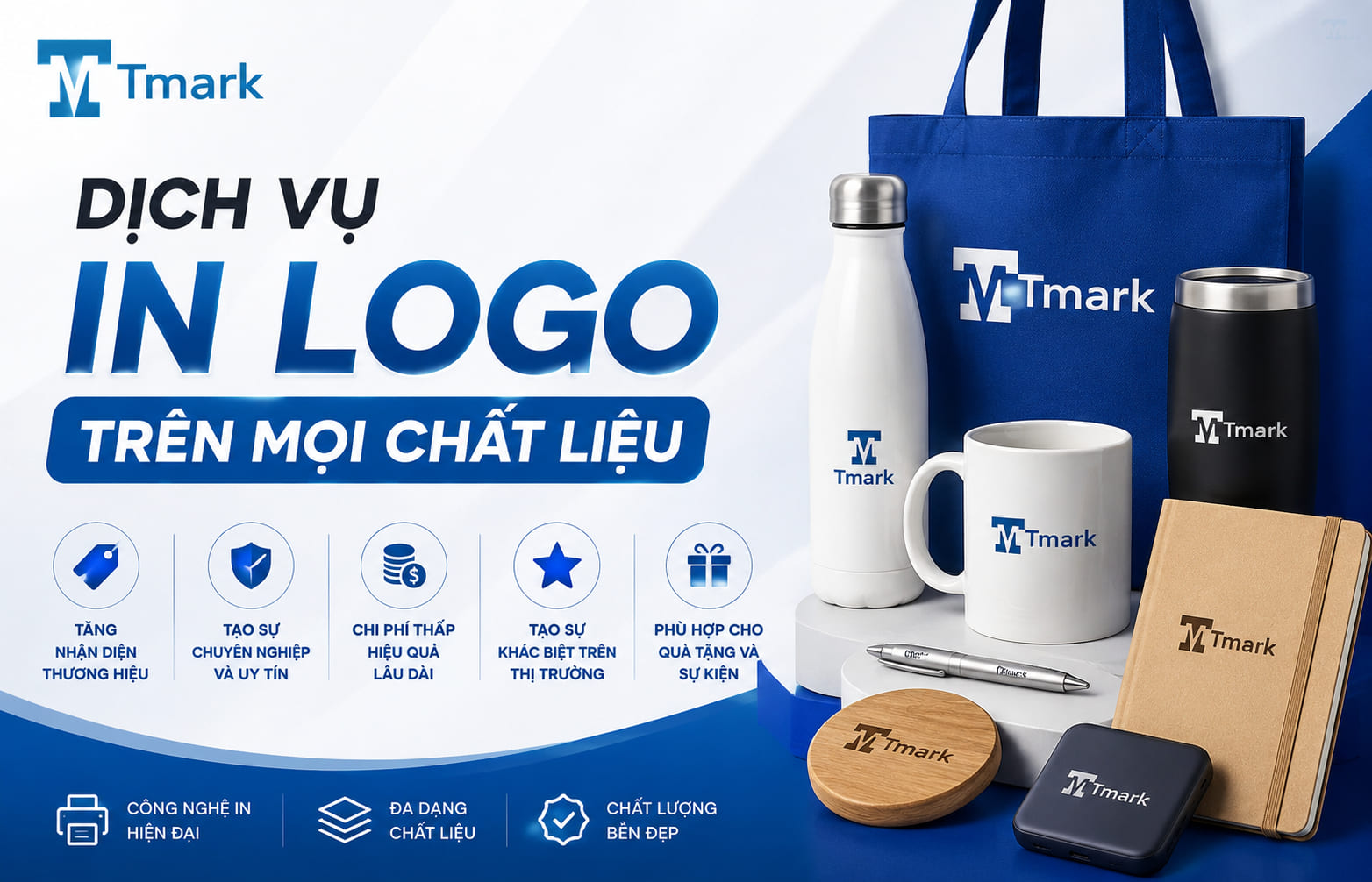 in logo trên mọi chất liệu