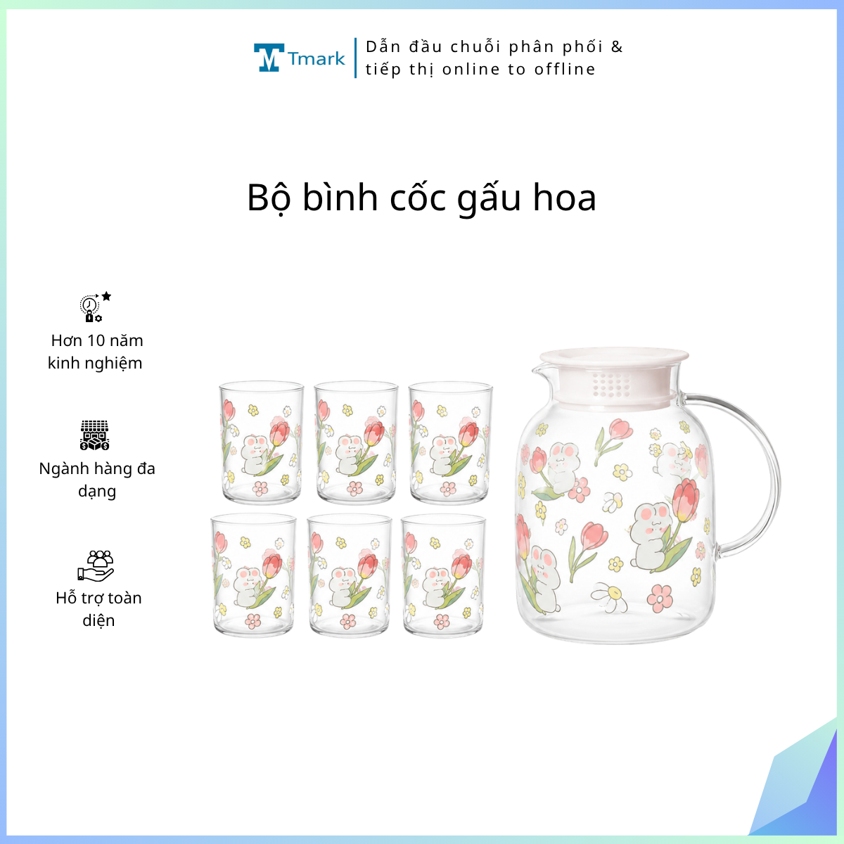 Bo-binh-coc-gau-hoa-Kien-12-bo- Bộ bình cốc gấu hoa ( Kiện 12 bộ) - Ảnh 1