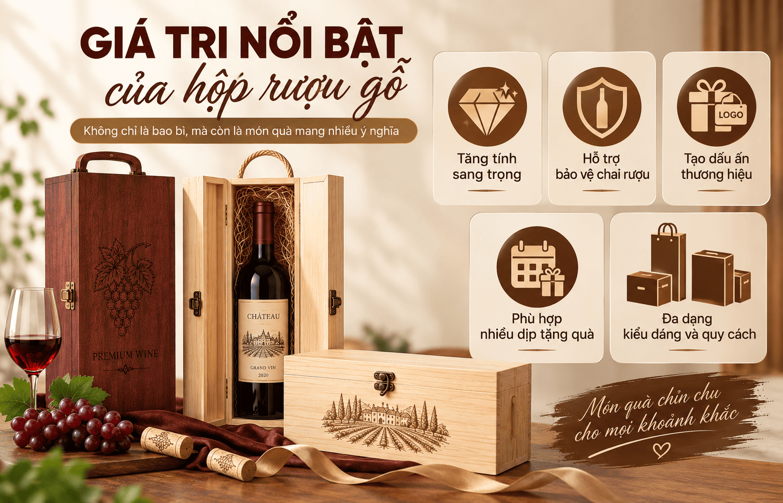hộp rượu gỗ