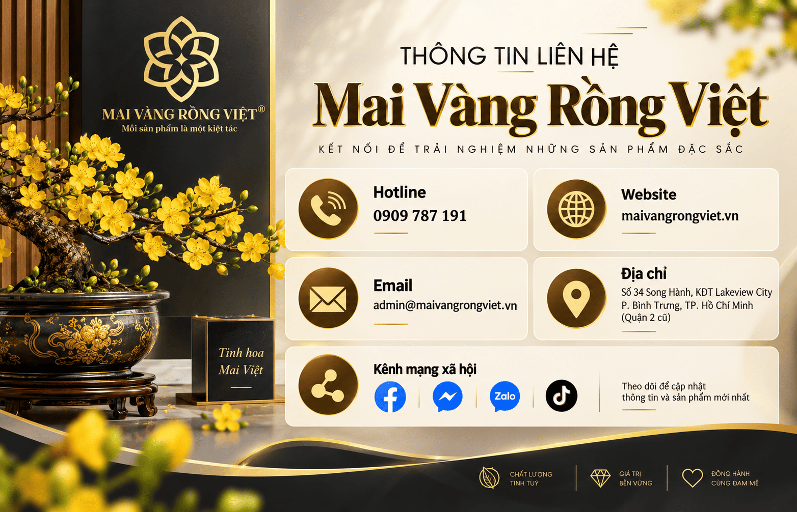 thông tin liên hệ của Mai Vàng Rồng Việt